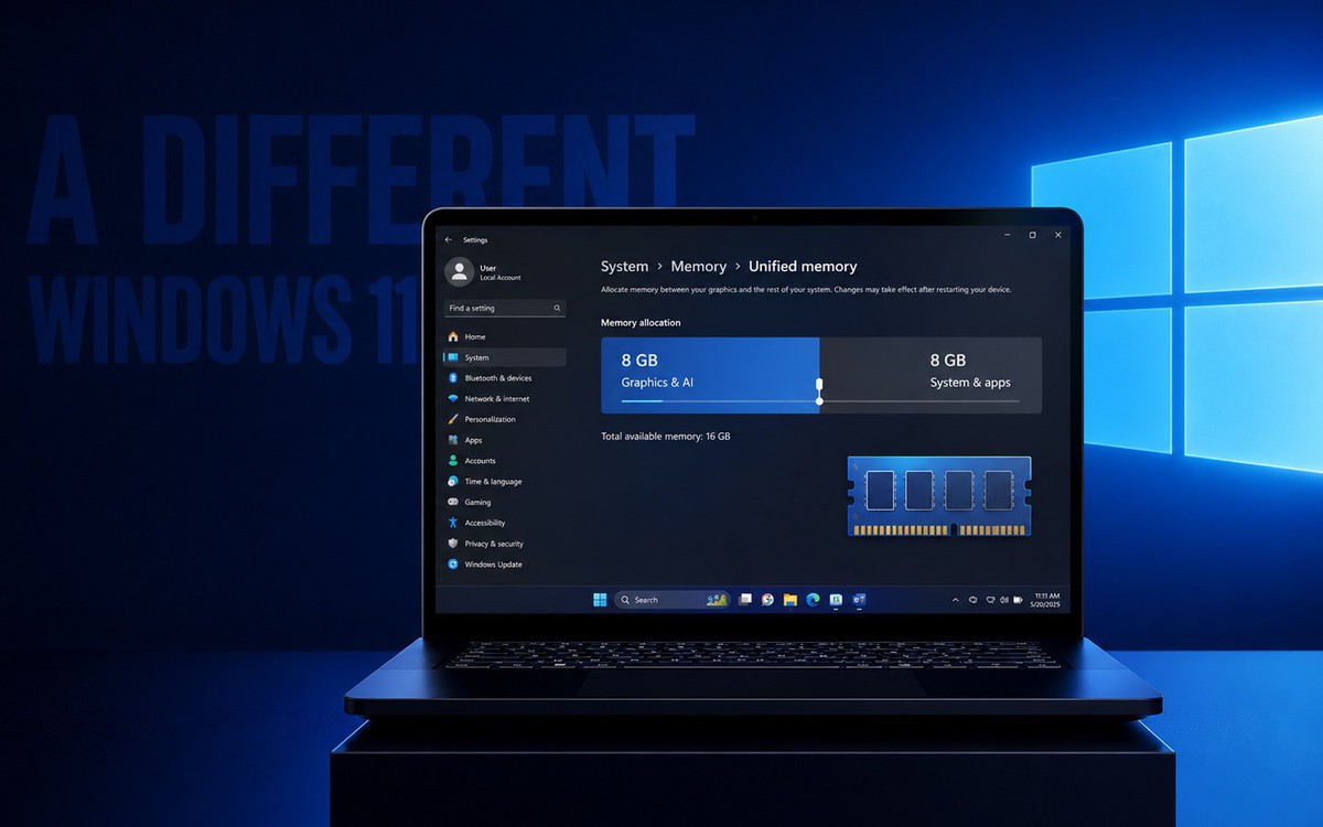 Windows 11 cho phép người dùng tự phân bổ bộ nhớ hợp nhất: giải pháp tạm thời cho PC chạy AI