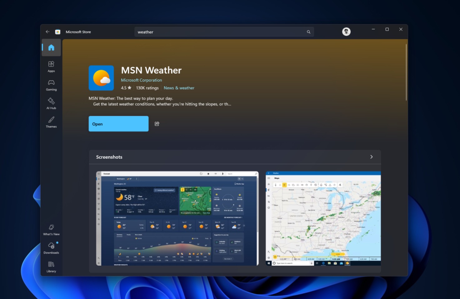 Weather thực chất là một trang MSN được bọc thành ứng dụng Weather thực chất là một trang MSN được bọc thành ứng dụng