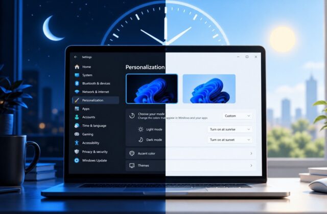 Windows 11 đang thử nghiệm tính năng tự đổi giao diện sáng/tối theo lịch